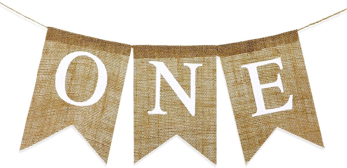 Banner Verjaardag Eén Jaar Hoge Stoel - Rustieke Slinger Feestdecoratie Jongen Meisje