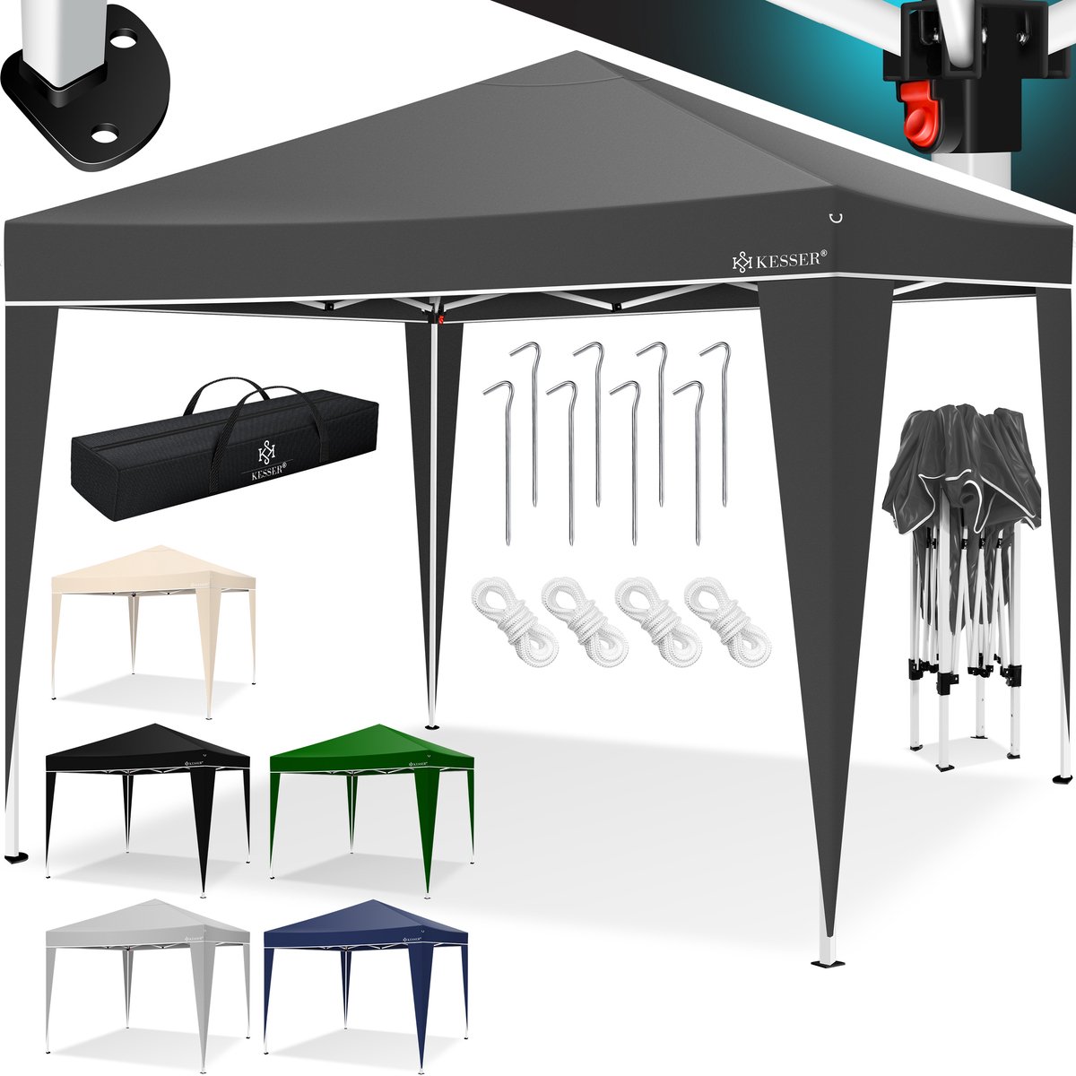 KESSER® Vouwpaviljoen 3x3 m - Partytent met pop-up kliksysteem - waterdicht, UV 50+ - zwart