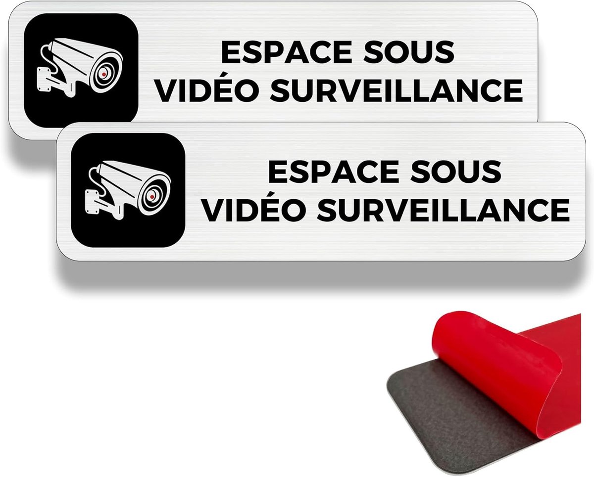Beveiligingscamera Paneel voor Privé Eigendom, 2 Stuks, 19 × 5 cm, Voor Binnen en Buiten, Aluminium, Video Bewaking, Alarm Systeem