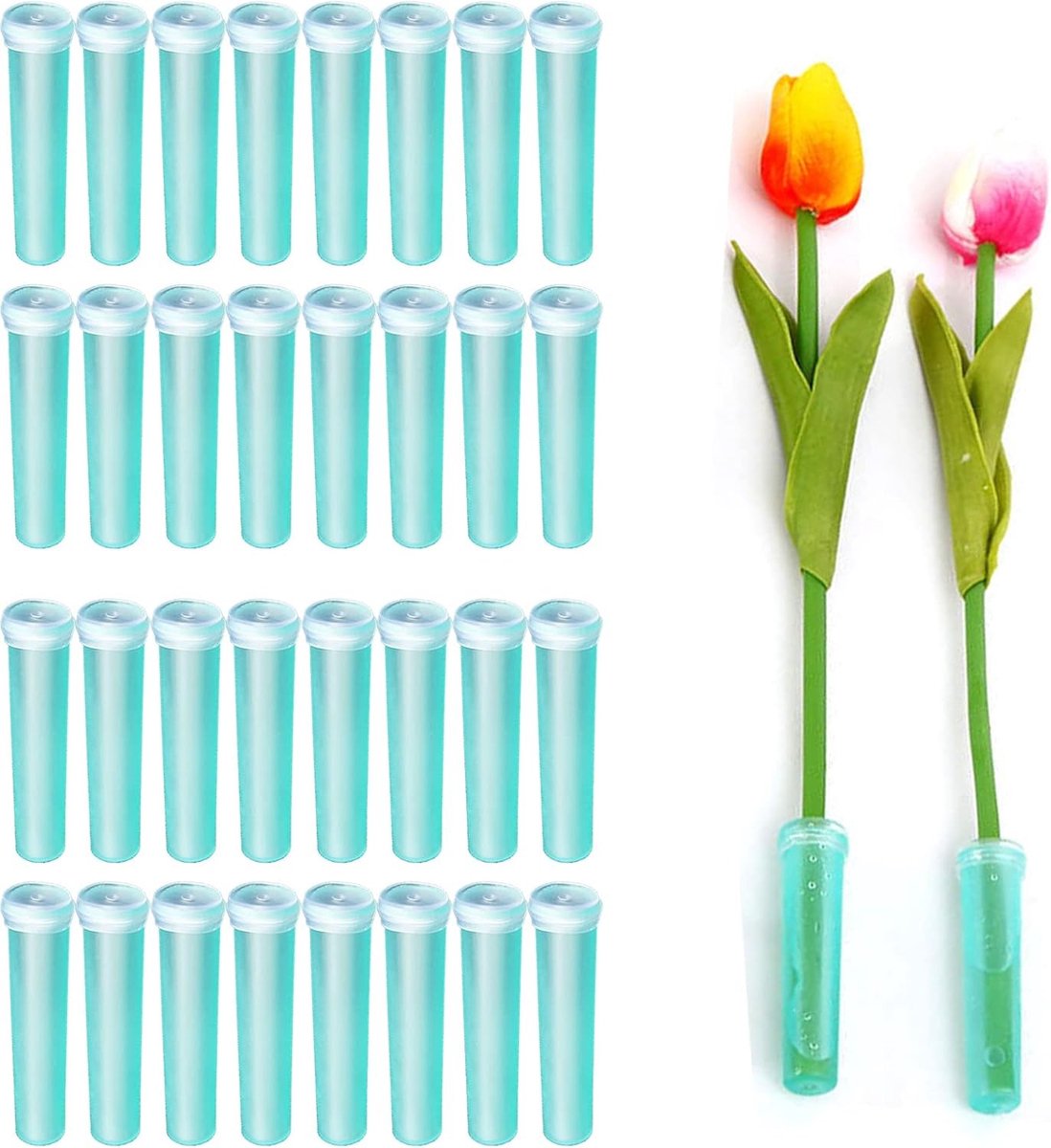 100 Transparante Bloemtubes voor Verse Bloemen, Ideaal voor Bloemschikken en Decoratie, Inclusief Nutrientenvoorziening en Creatieve Presentatie