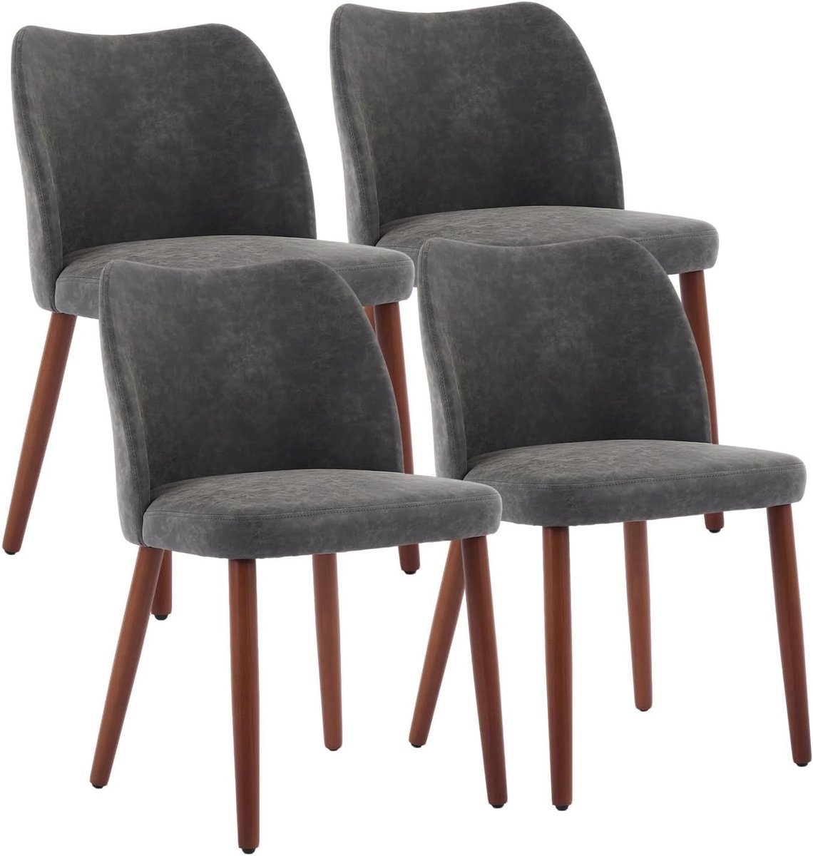 Eetkamerstoelen Set van 4 - Donkergrijs Stoelen Wing Backrest Hout