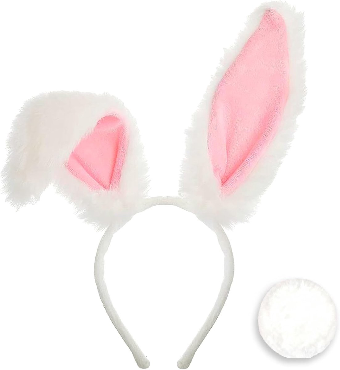 Pluche Konijnenoren en Staart Set voor Volwassenen en Kinderen - Perfect voor Halloween, Carnaval en Cosplay