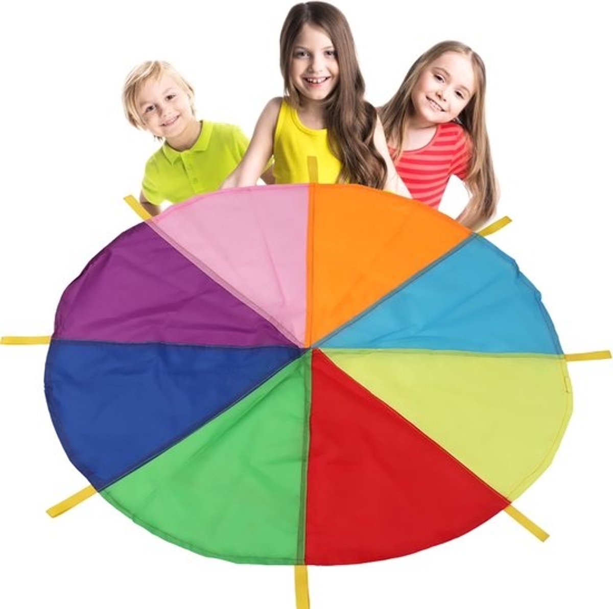 Speelparachute - Gymnastiekparachute - Buiten spelen - Met handvatten - 3 meter - Regenboog