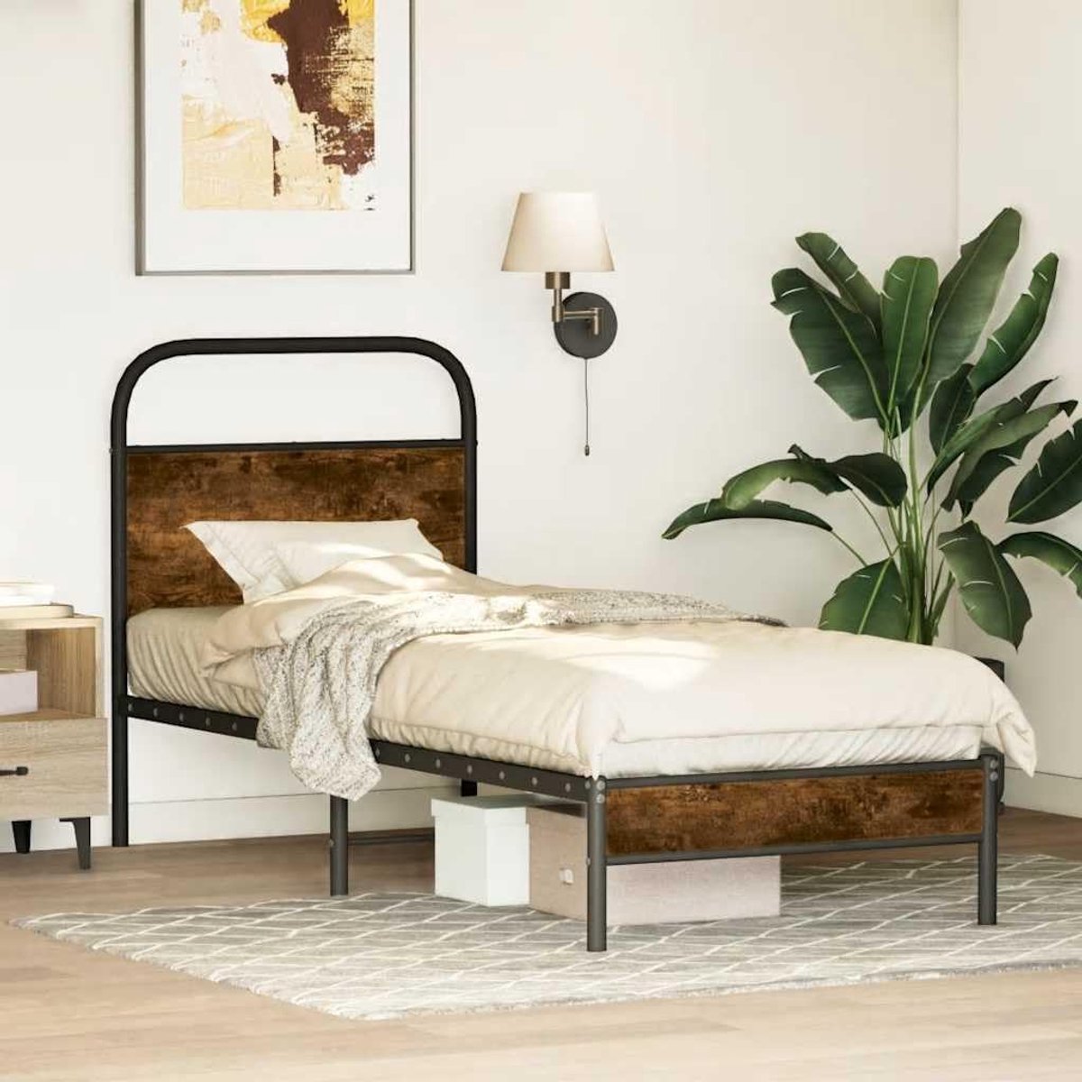 Constructie klassiek design hoofdbord 80x200 gerookt eiken