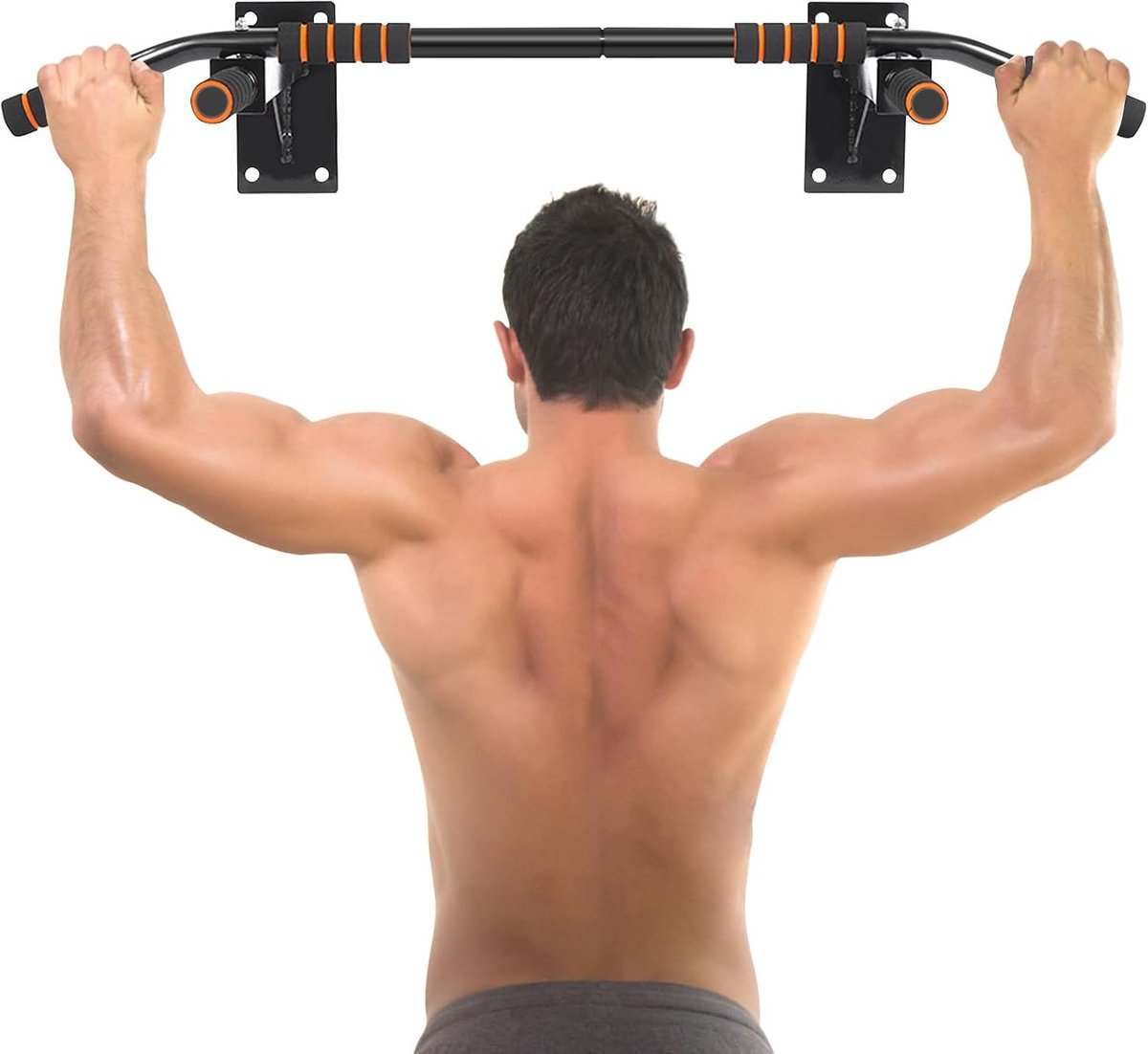 Muurbeugel voor Pull-ups met 6 Foam Handgrepen, Stalen Constructie voor Thuis en Sportschool Training, Ideaal voor Krachttraining en Fitness