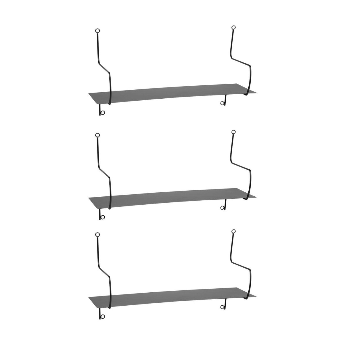 Ostaria Wandplank Laurie - 3x - metaal - zwart - 50 cm - boekenplank - hangplank