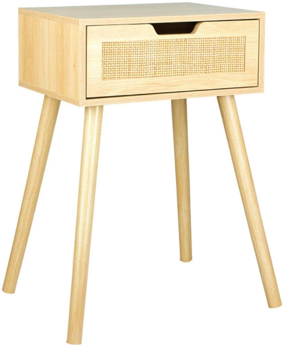 Ostaria Nachtkastje Rotan - beige houtskleur - hout - 60 cm - natuurlijke look - 1 lades