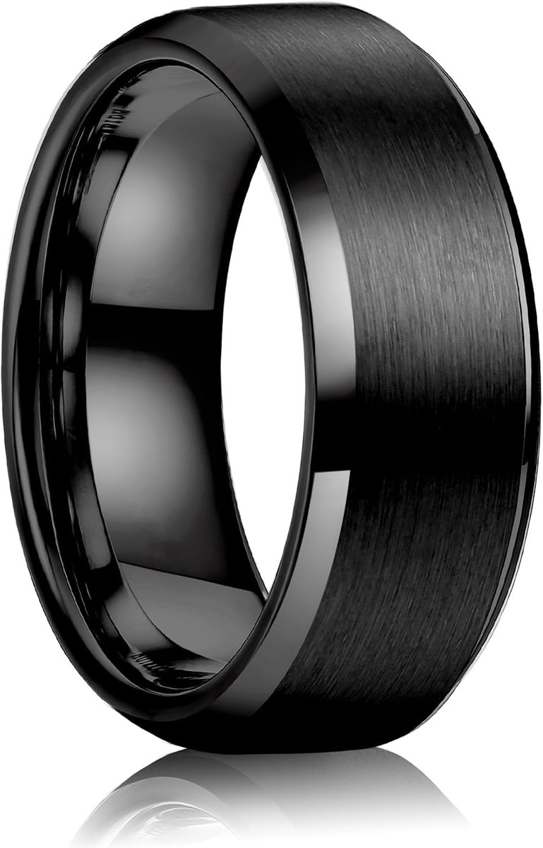 Stainless Steel Rings for Men Women 8mm Wedding Band Ring Matte Finished Engagement Rings Beveled Polished Edge - ShopVlot