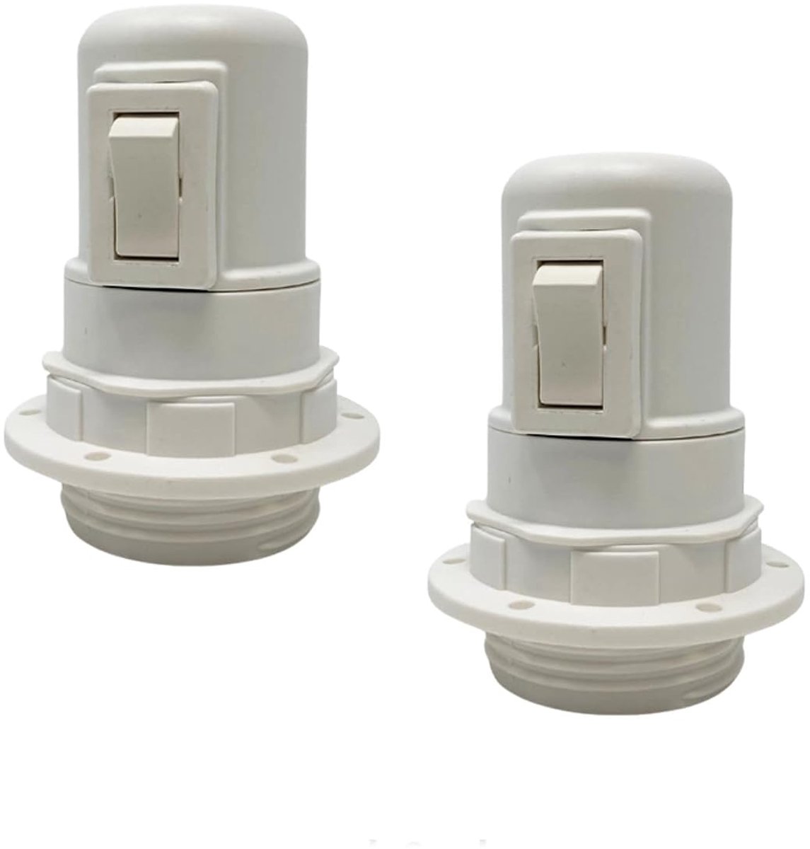 Set of 2 fittings 4 pieces white with E27 socket, mounting cap with female thread M10x1, male thread with stopper and - ShopVlot