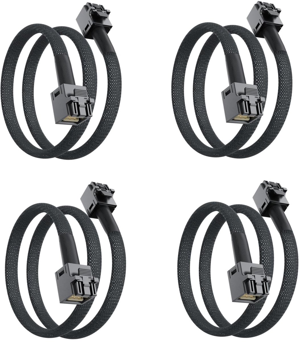 Image of 10Gtek SFF-8643 to SFF-8643 12G Internal Mini SAS HD Cable, with Sideband, for NVMe Backplane/RAID Card, Hot-Swap & - ShopVlot