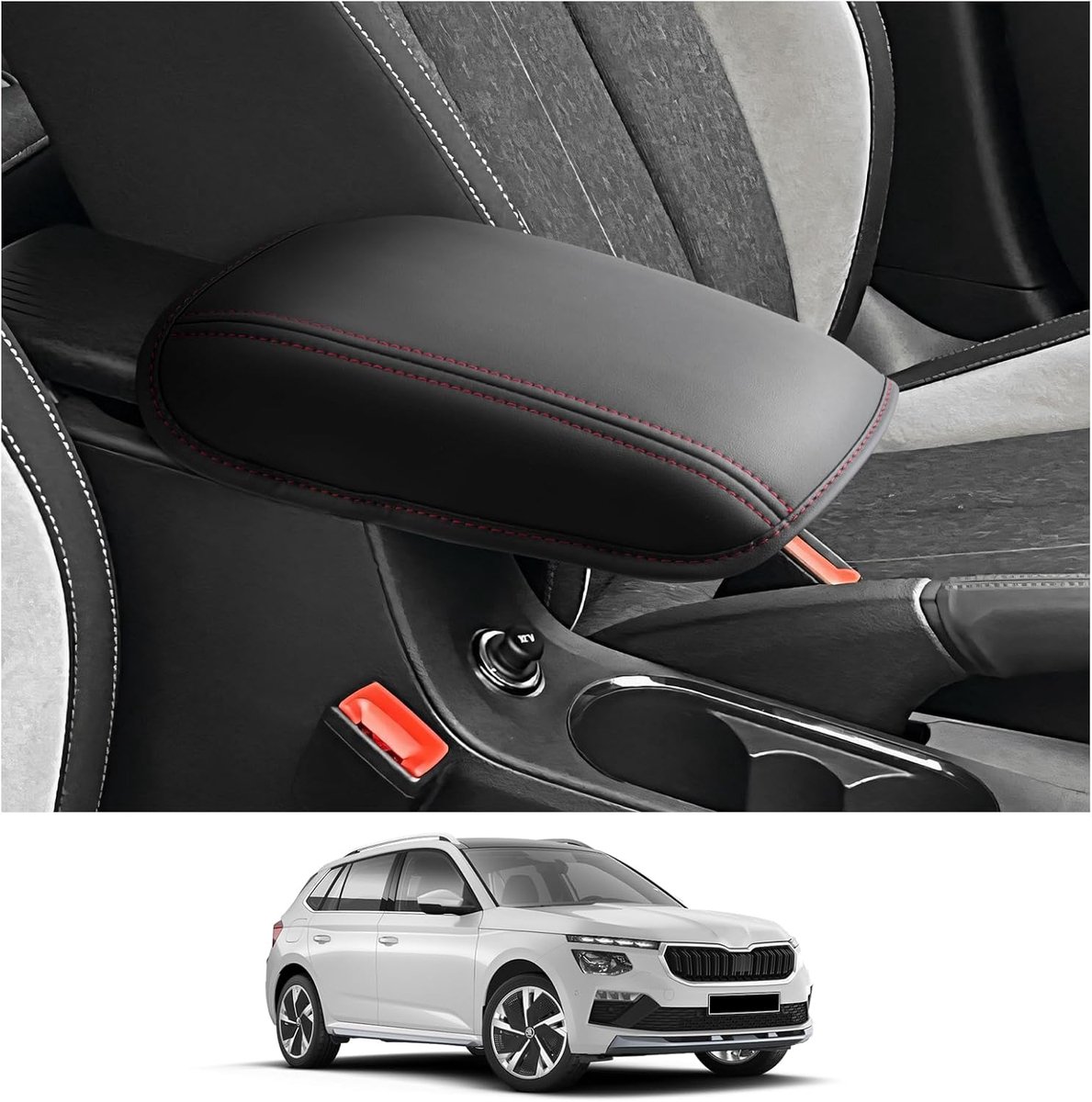 CDEFG Compatible with Skoda Kamiq 2019-2024 2025 Center Armrest Armrest Lid Cover Scratch Protection Center Console - ShopVlot