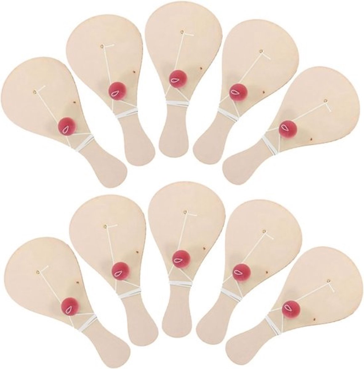 Set houten paddles - Doe-het-zelfspel - Creatieve groepsactiviteiten - Natuurlijk hout - 23 x 11.5 cm - Beige