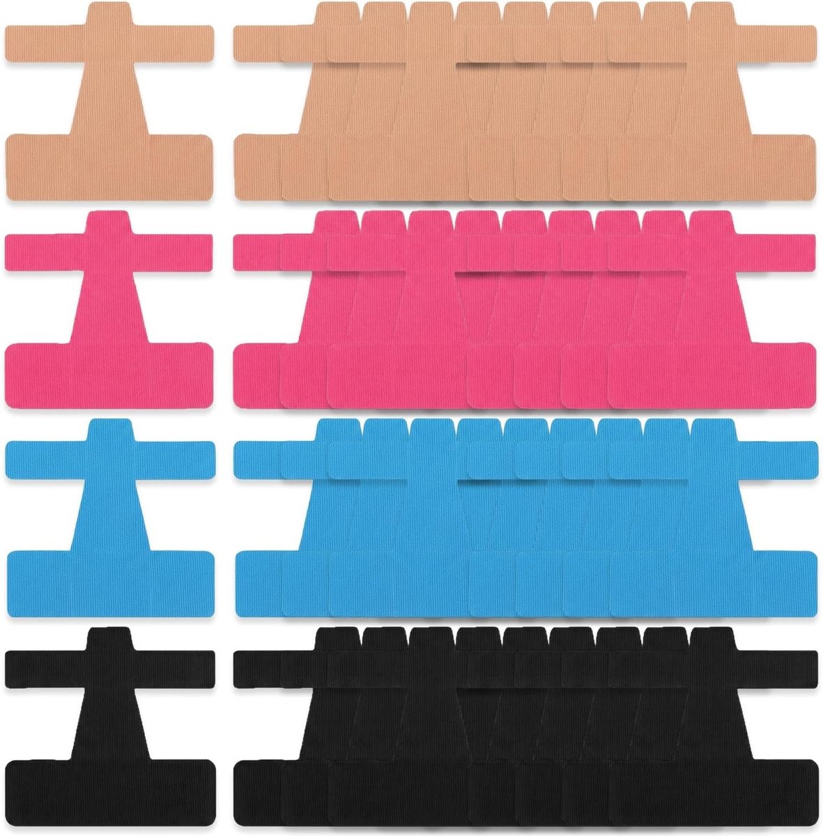 40 Stuks Hallux Valgus Bunion Correctietape - Voorvoeten en Tenen, Ademend Kinesiotape in 4 Kleuren (Zwart, Huidkleur, Roze, Blauw)