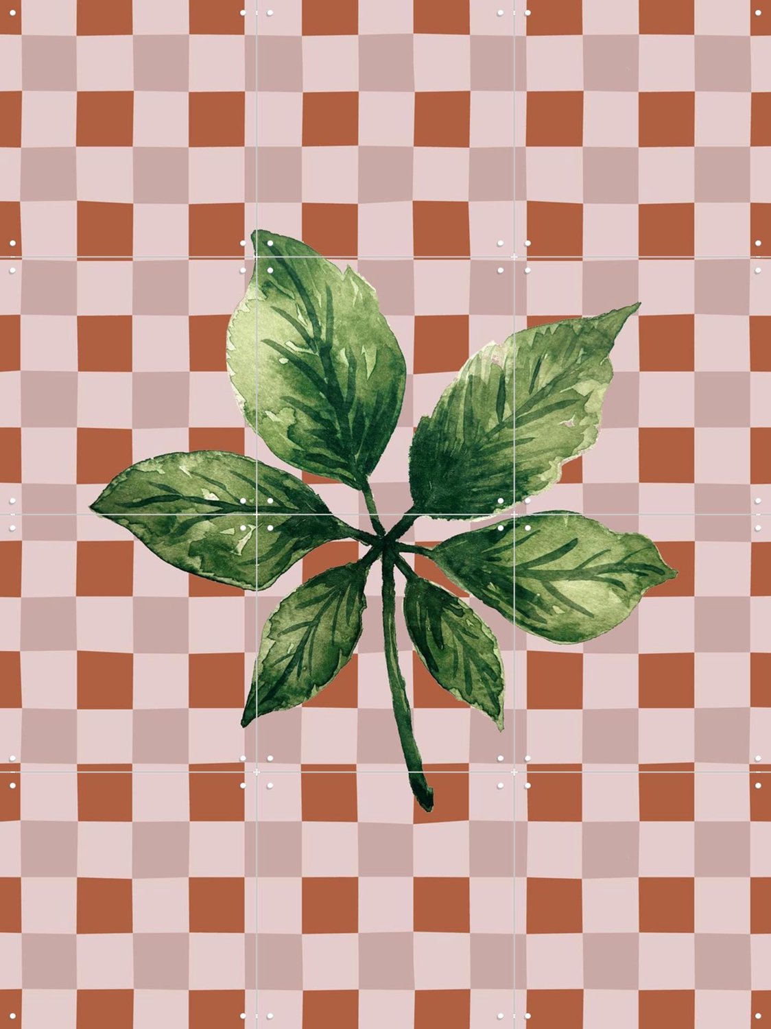 IXXI Chestnut Autumn Leaf, Palmartprints - 60 x 80 cm - Grote wanddecoratie en posters - Modern, Woonkamer, Slaapkamer, Gang, Eetkamer, Bladeren Roze / Groen