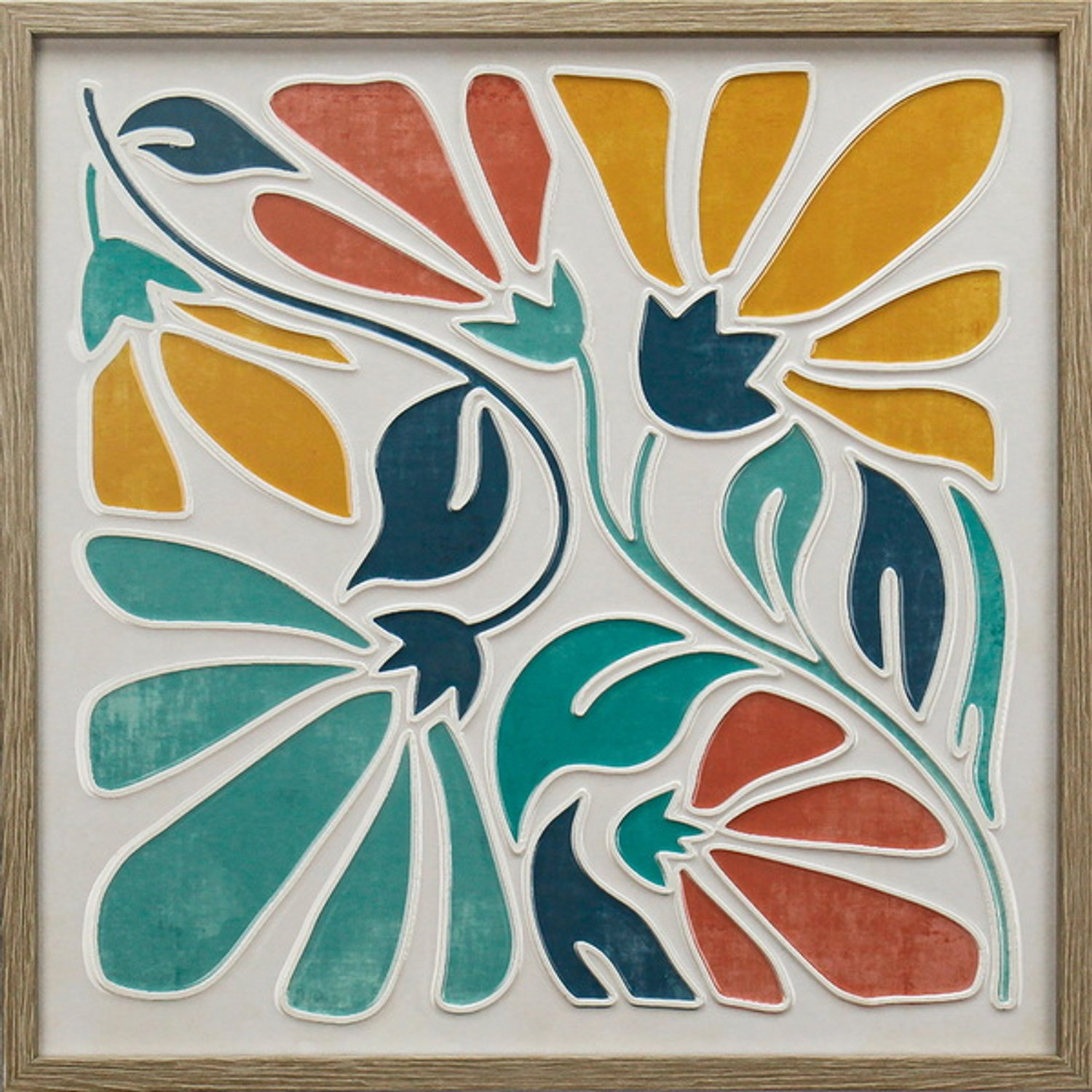 Schilderij floral met resin coating 40x40cm