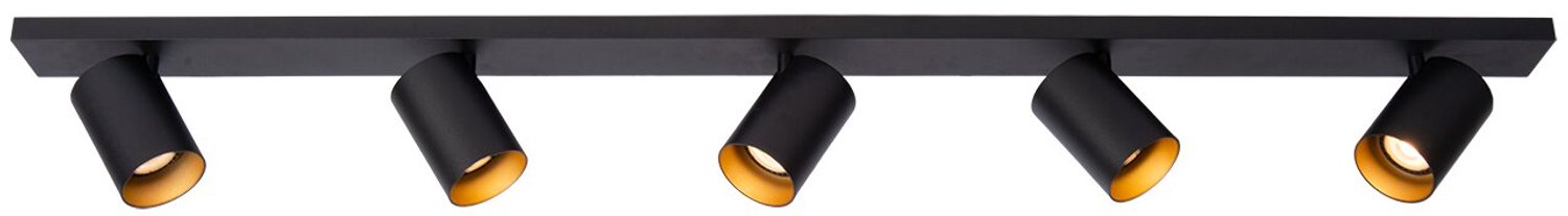 Atmooz - Nuo 5 - Zwart & Goud - 50W - GU10 - Metaal - Opbouwspot - Plafondspot - Woonkamer / Eetkamer / Slaapkamer