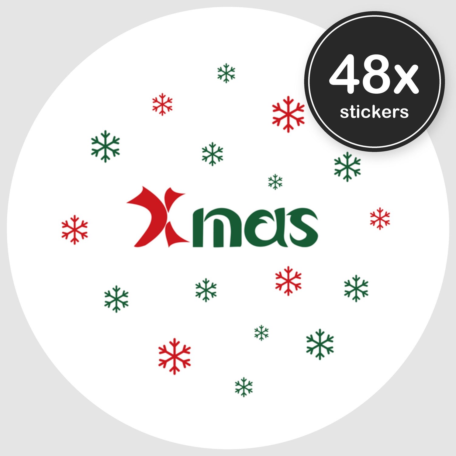 Sluitstickers Kerst - 48 stuks - Rond 30 mm - Kerststickers - Sluitzegel Kerstkaart - Design 003