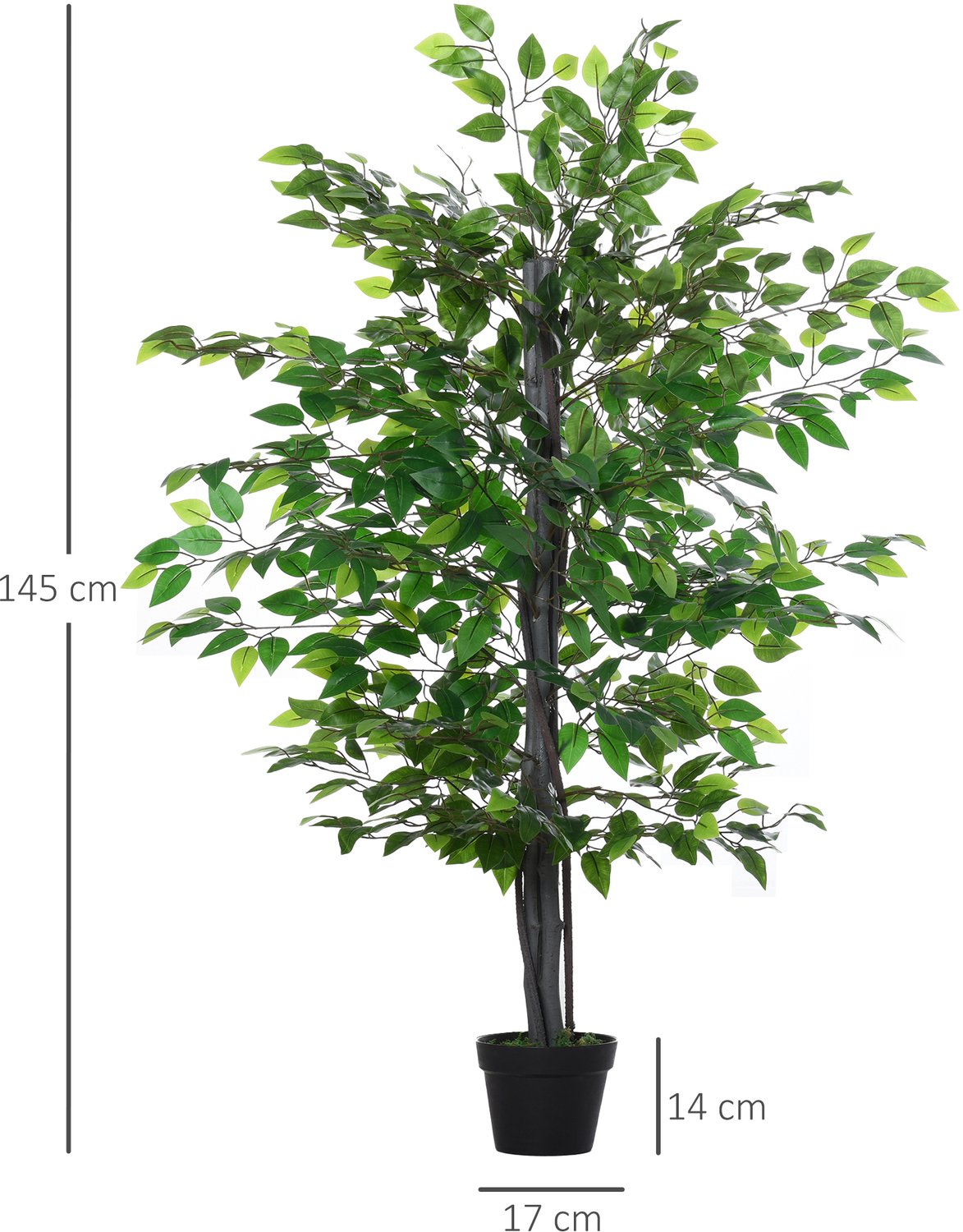 Sunona Kunstmatige banyanboom - 145 cm hoog - Met 756 bladeren - Groen
