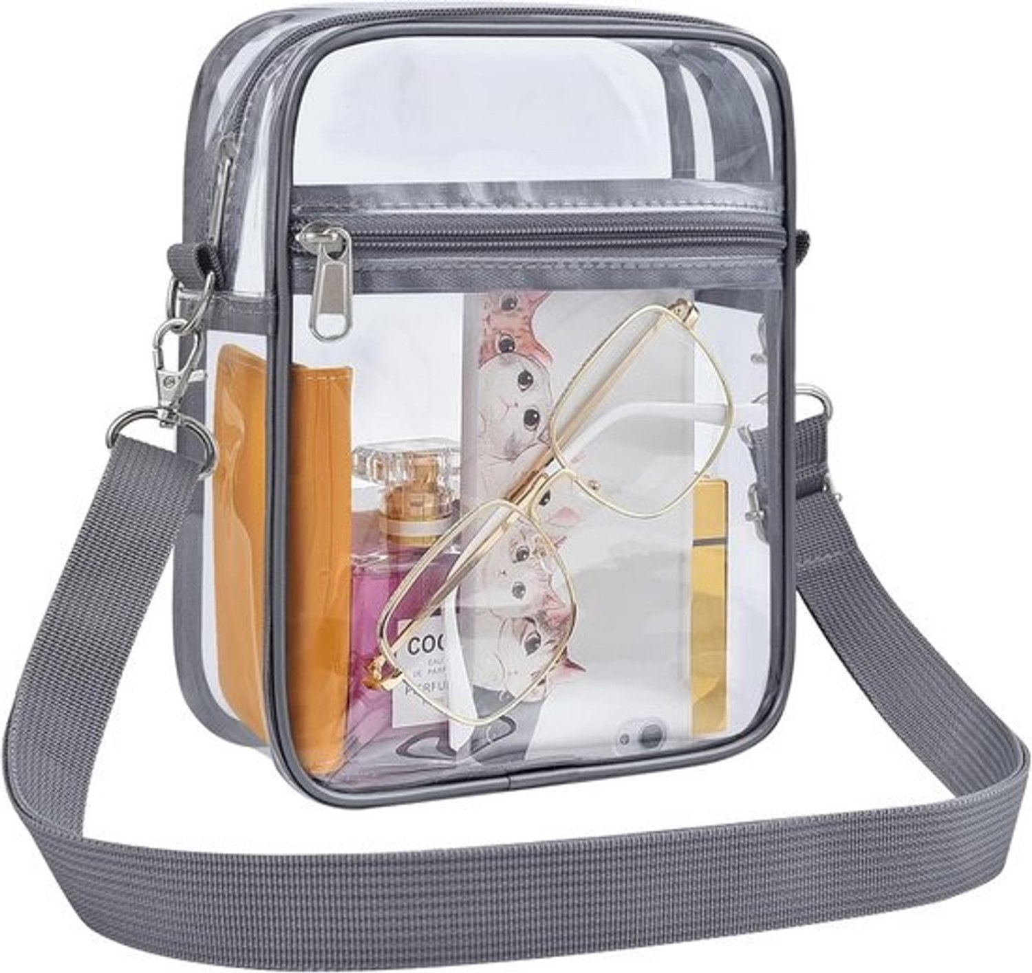 Doorzichtige crossbodytas voor vrouwen - Transparante handtas voor festivals, stadion en concert - Inclusief afneembare riem