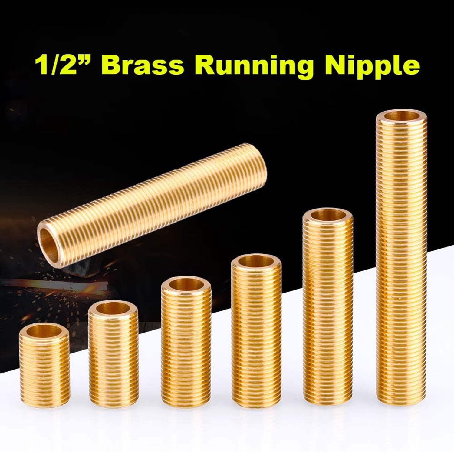 1/2" NPT mannelijke schroefdraadbuis 50 mm/60 mm/80 mm/100 mm/120 mm - messing loopnippel - sterk en stevig - m-winkel