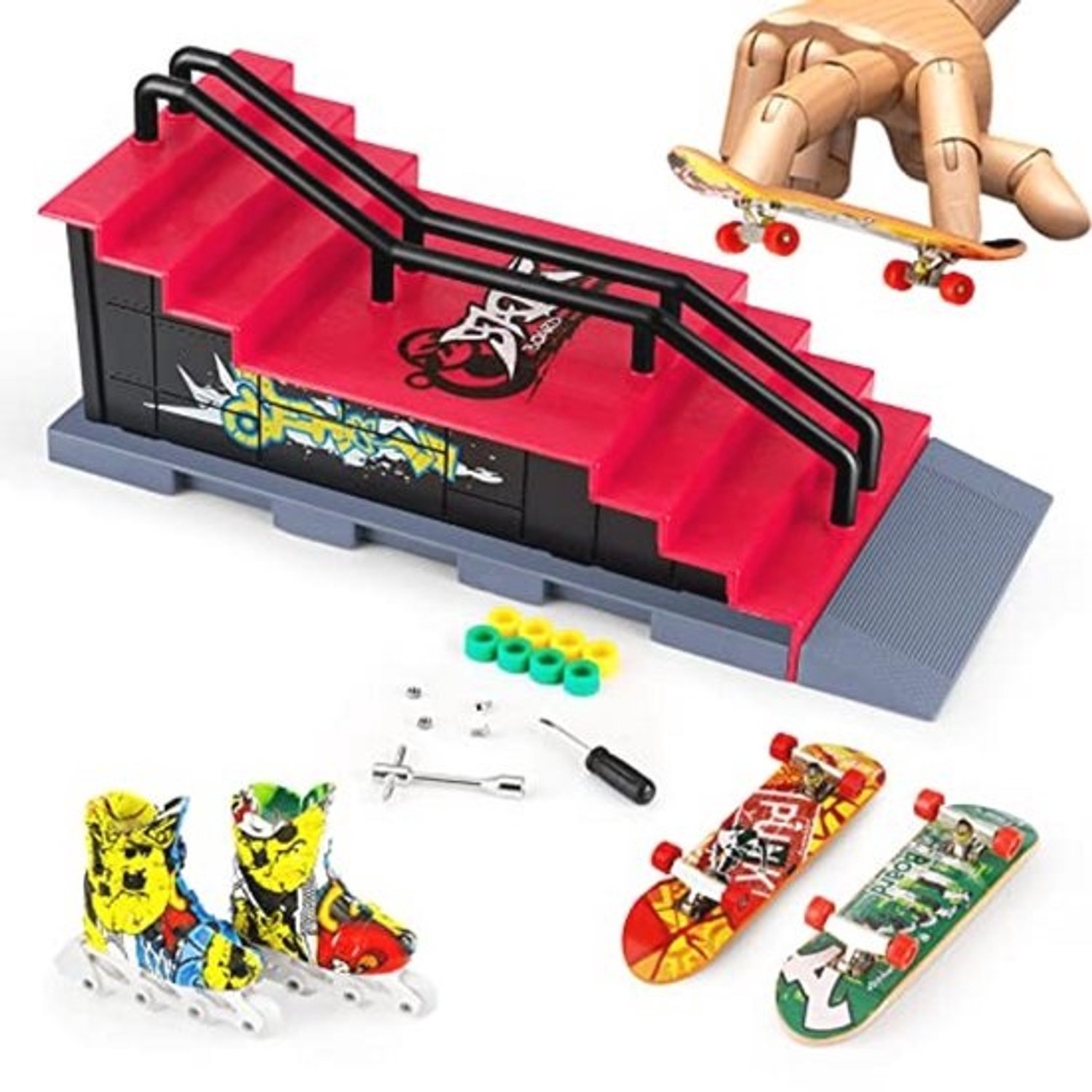Mini-vingerskateboard met schans en accessoires Speelset voor skaten