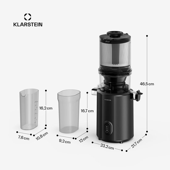 Klarstein, Wavyn, Slowjuicer, krachtige 300 W koudpers-slowjuicer, 130 mm brede vulschacht, 55 rpm, BPA-vrije onderdelen van Klarstein — afbeelding 5