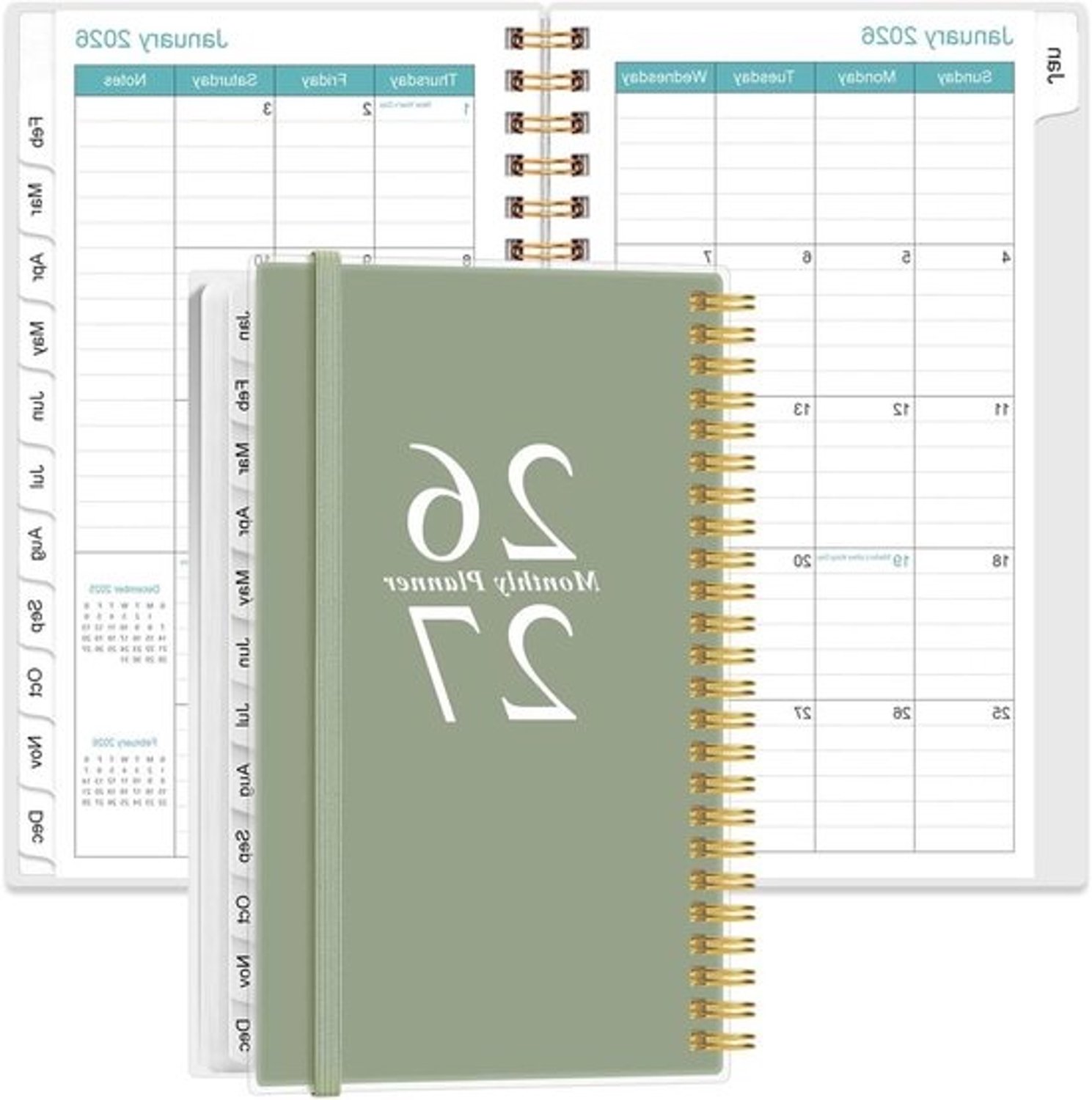 Maandplanner 2026-2027 - Agenda voor planning - Organiseer je jaartallen - 18 maanden overzicht - 95 cm x 165 cm - Groen