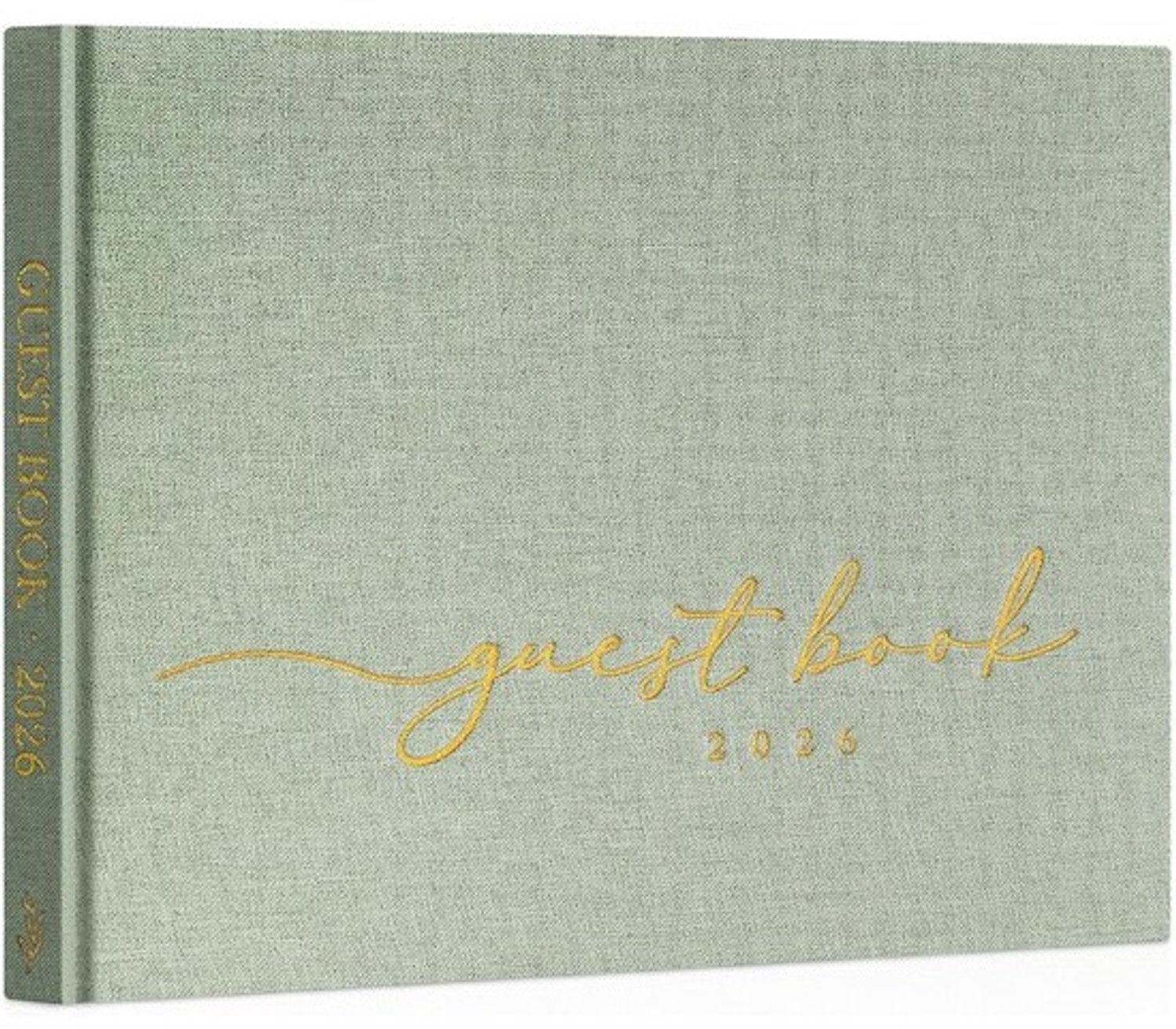 Gastenboek Bruiloft - Boek voor herinneringen - Bruidsreceptie - Linnen hardcover - 23 x 18 cm - Sage groen