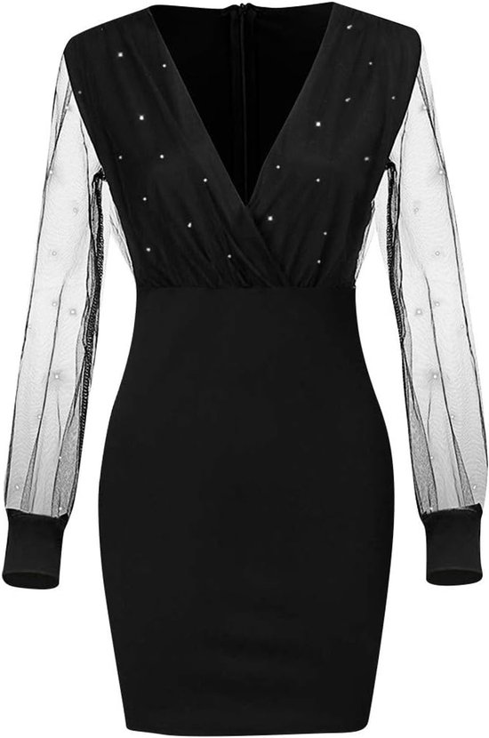 Avondjurk voor dames, cocktailjurk, nauwsluitend, chique, grote maat, chique, pailletten, ronde hals, receptie, gala, bal, bruiloft, elegant A164 — afbeelding 3