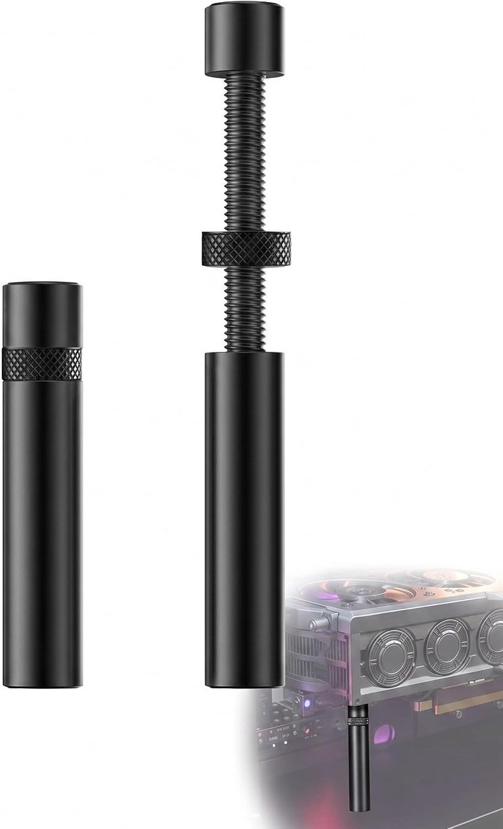 Kaarthouder, GPU-houder, 2 stuks, 74-120 mm in hoogte verstelbaar, telescopische ondersteuning met magneet tegen doorhangen, bescherming voor PCIe slot, zwart