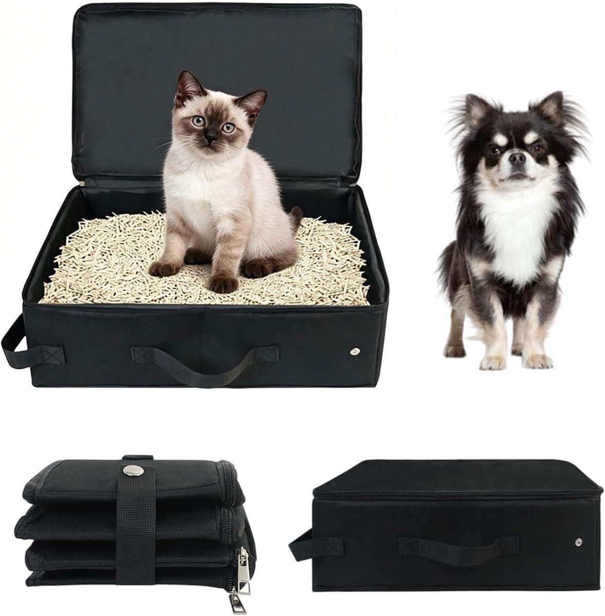 Vouwbare en Waterdichte Kattenbak met Deksel, Ideaal voor Binnen en Buiten, Perfect voor Kamperen en Reizen