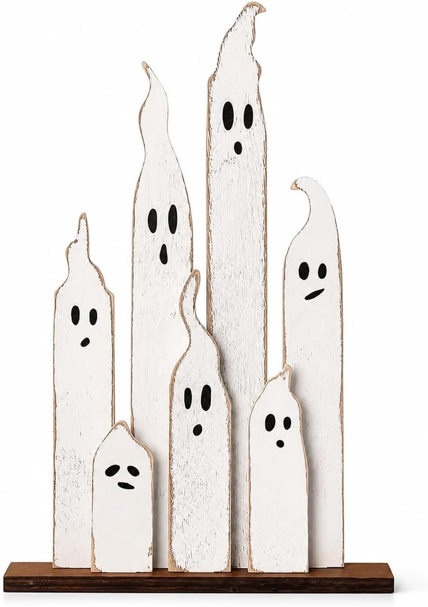 Geesten houten bord tafeldecoratie 1 set, 2D platte houten decoratieve plaque, boerderij indoor party decoratie voor plank dressoir, rustieke herfst vakantie standaard