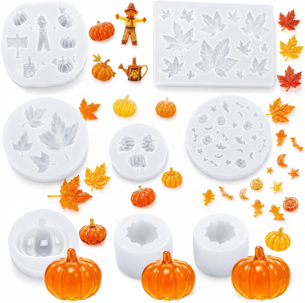 8 siliconen vormen, pompoenkaars, 3D-vorm, herfst, C