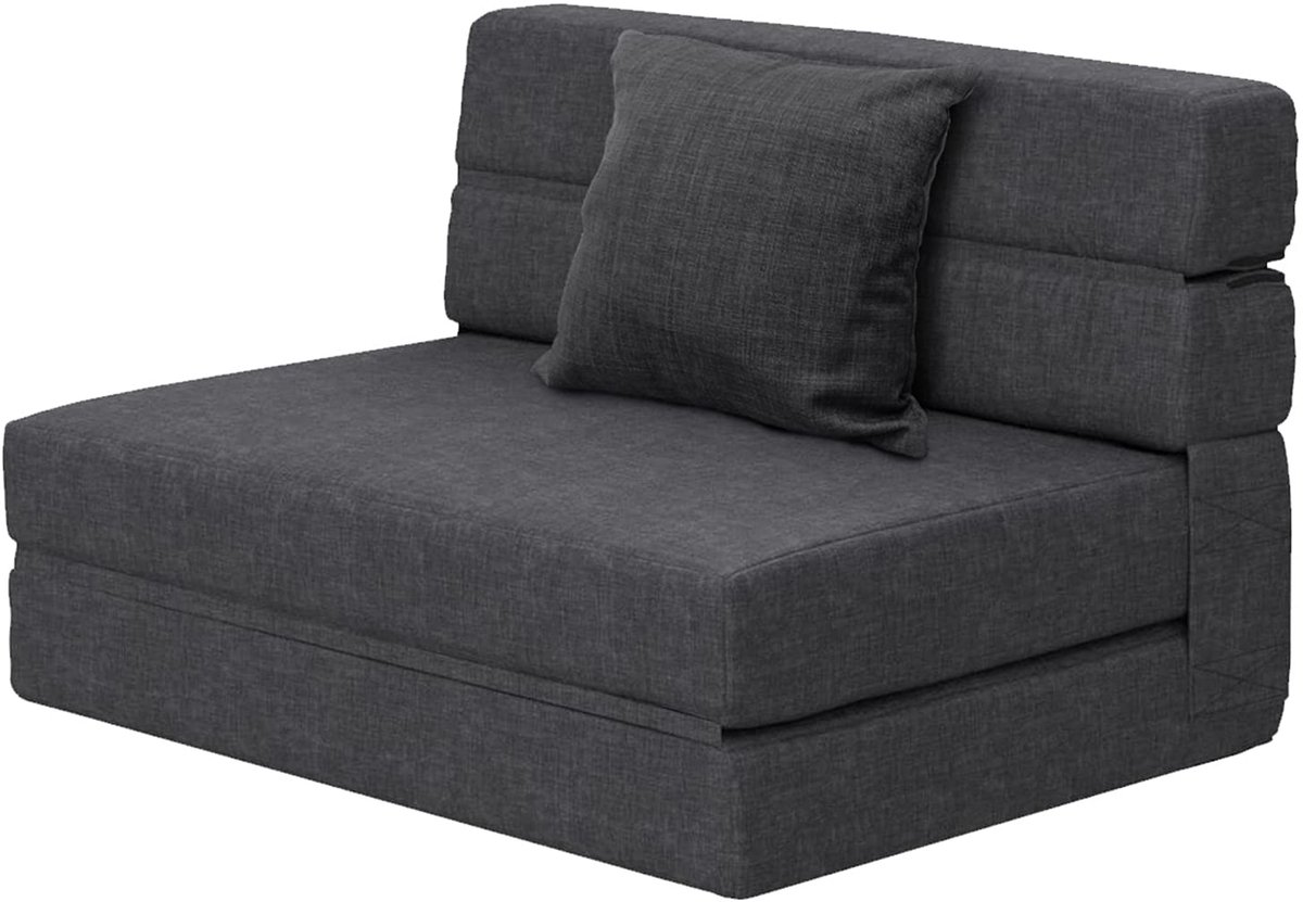 ANONER Traagschuim Uitklapbare Slaapbank met Kussen Twin Size Futon Slaapstoel voor Woonkamer Appartement Donkergrijs - ShopVlot