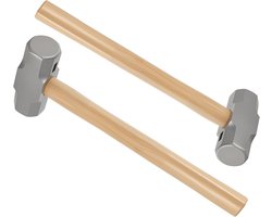 Set van 2 slegelhammers van 2000 g met houten handvat voor sloopwerk, betonbreken en paalhameren, 15 inch lengte