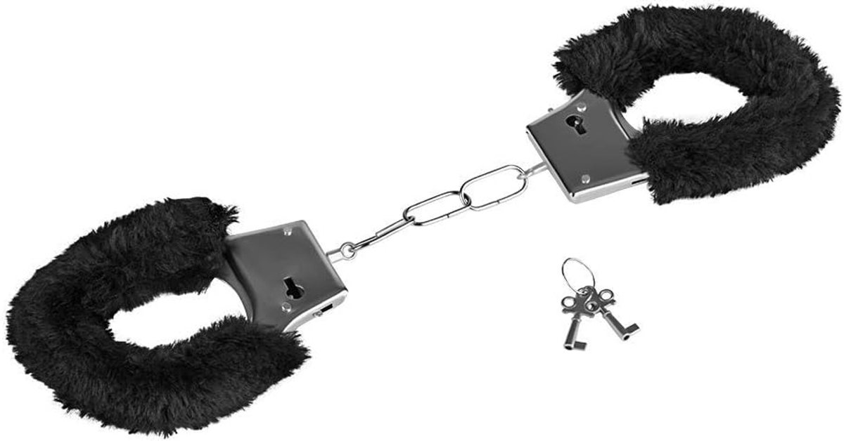 EIS, metal handcuffs, for bondage, with black plush, incl. two keys - ShopVlot