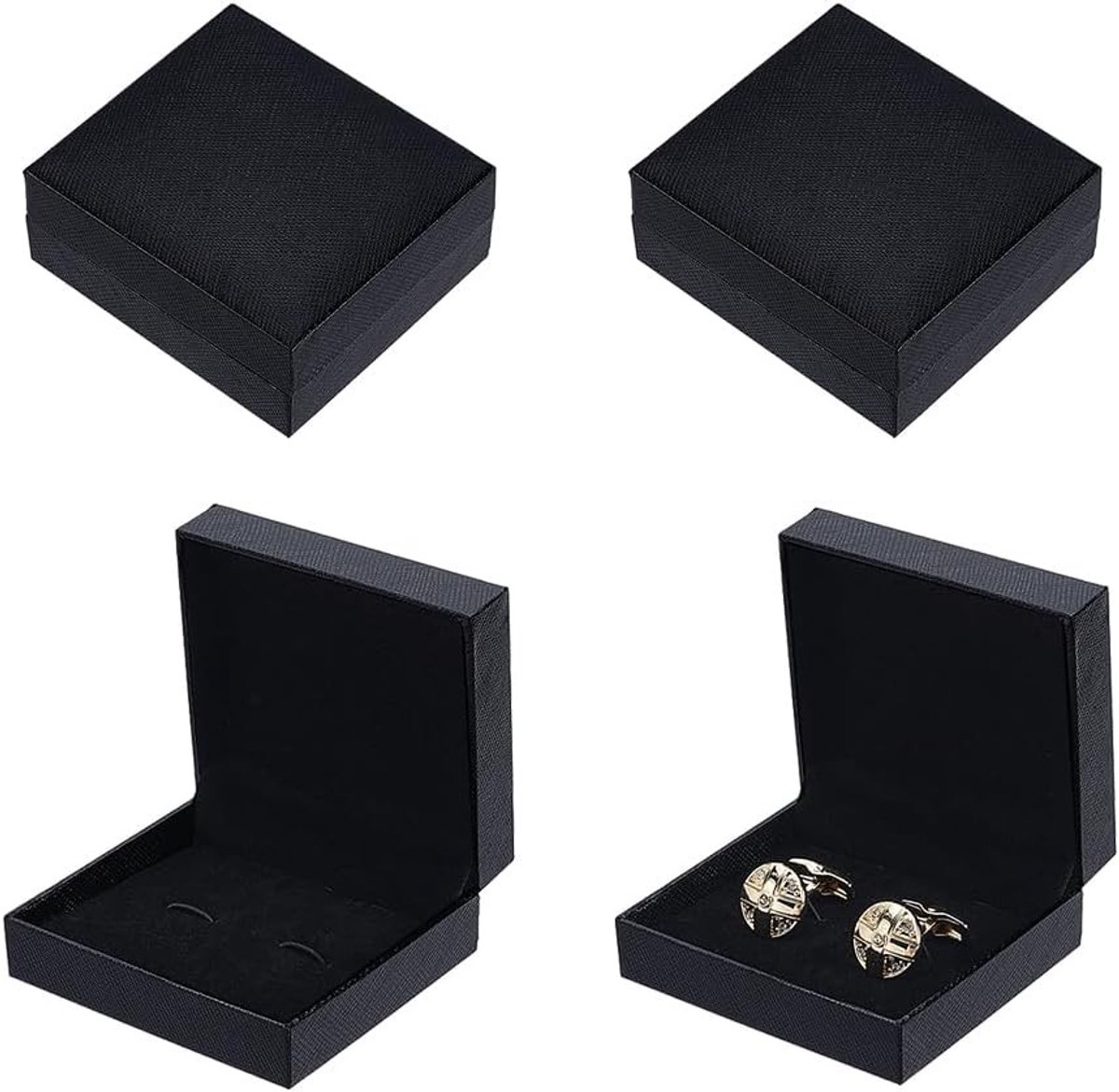 4 Stuks Plastic Manchetknoopdoos - Draagbare Sieradenorganizer voor Reizen en Dagelijks Gebruik, Ideaal voor Tie Clips en Sieradenopslag, Zwart