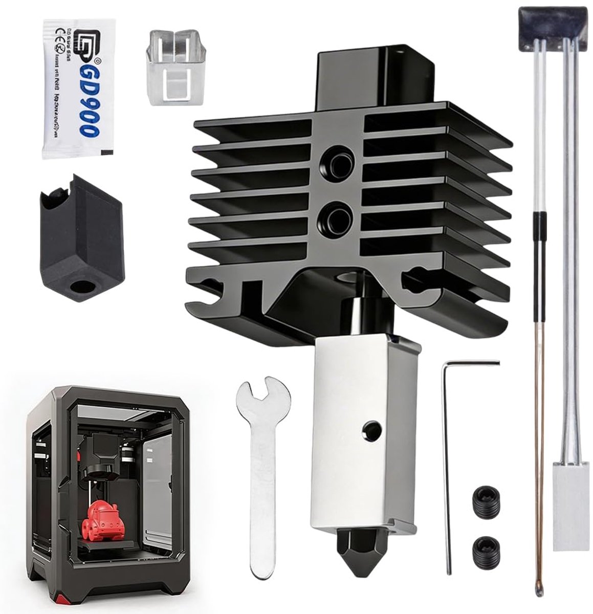 Verbeterde Hotend Kit voor 3D-printer, Bambu Lab P1S/P1P, met verwarmingsblok van titanium koper, Heat Break, 0,4 mm - ShopVlot