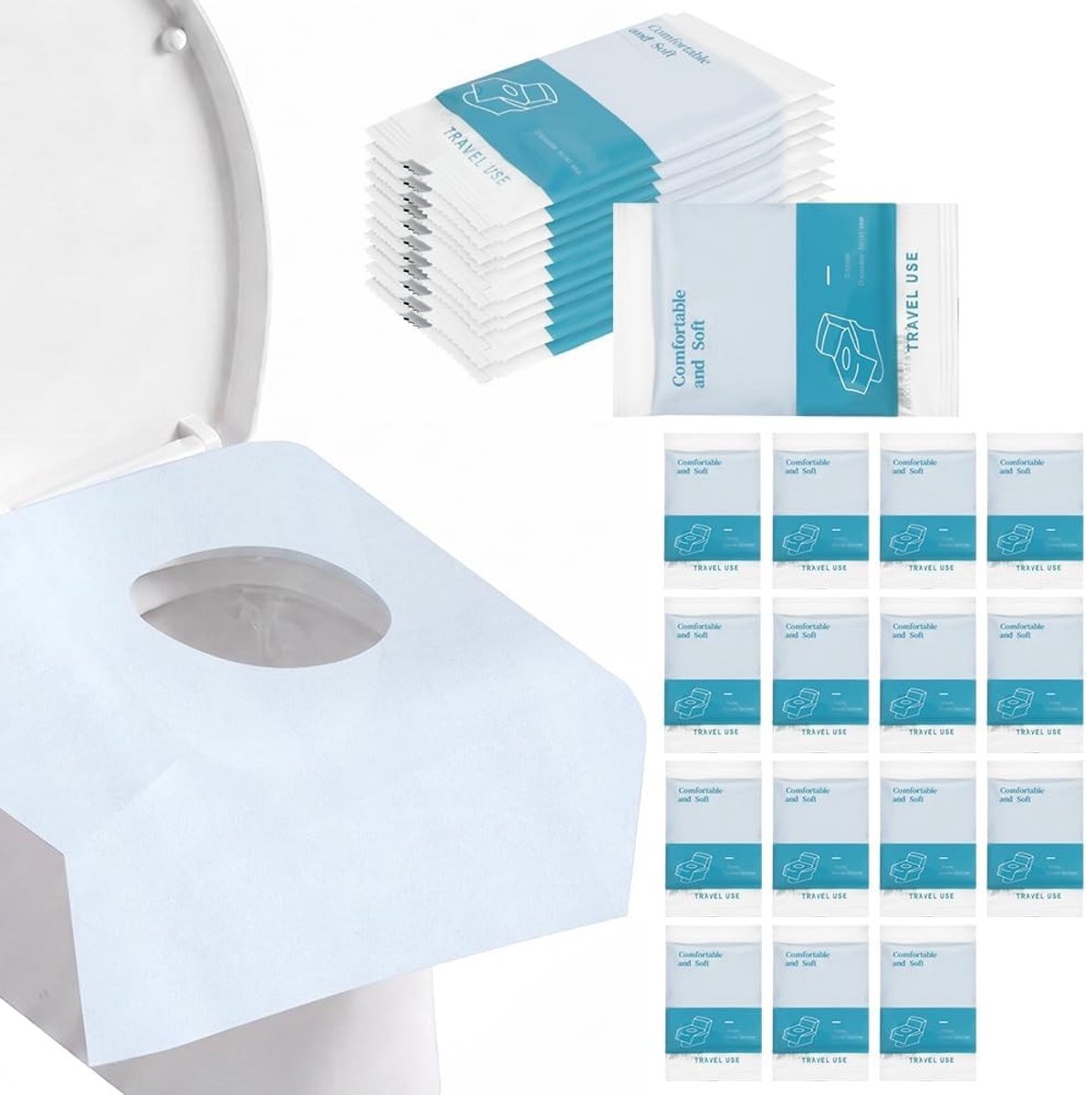 27-delige Wegwerp Toiletbril Covers - Waterdichte Bescherming voor Openbare Toiletten, Ideaal voor Kinderen en Volwassenen, Perfect voor Kamperen en Reizen