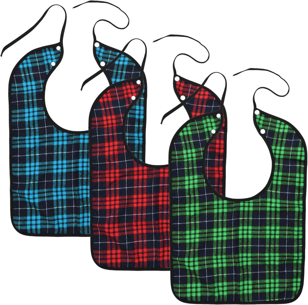 Pack of 3 Bibs for Older Adults Waterproof Washable Bibs with Press Studs Classic Bibs for Men Women Elderly Disabled - ShopVlot