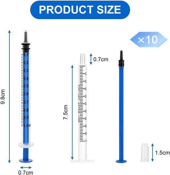 10 Stuks 1.0ml Colostrum Plastic Spuit zonder Naald, Herbruikbare Spuit voor Laboratoria, Irrigatie en Filtratie, Ideaal voor Wetenschappelijk Gebruik — afbeelding 5
