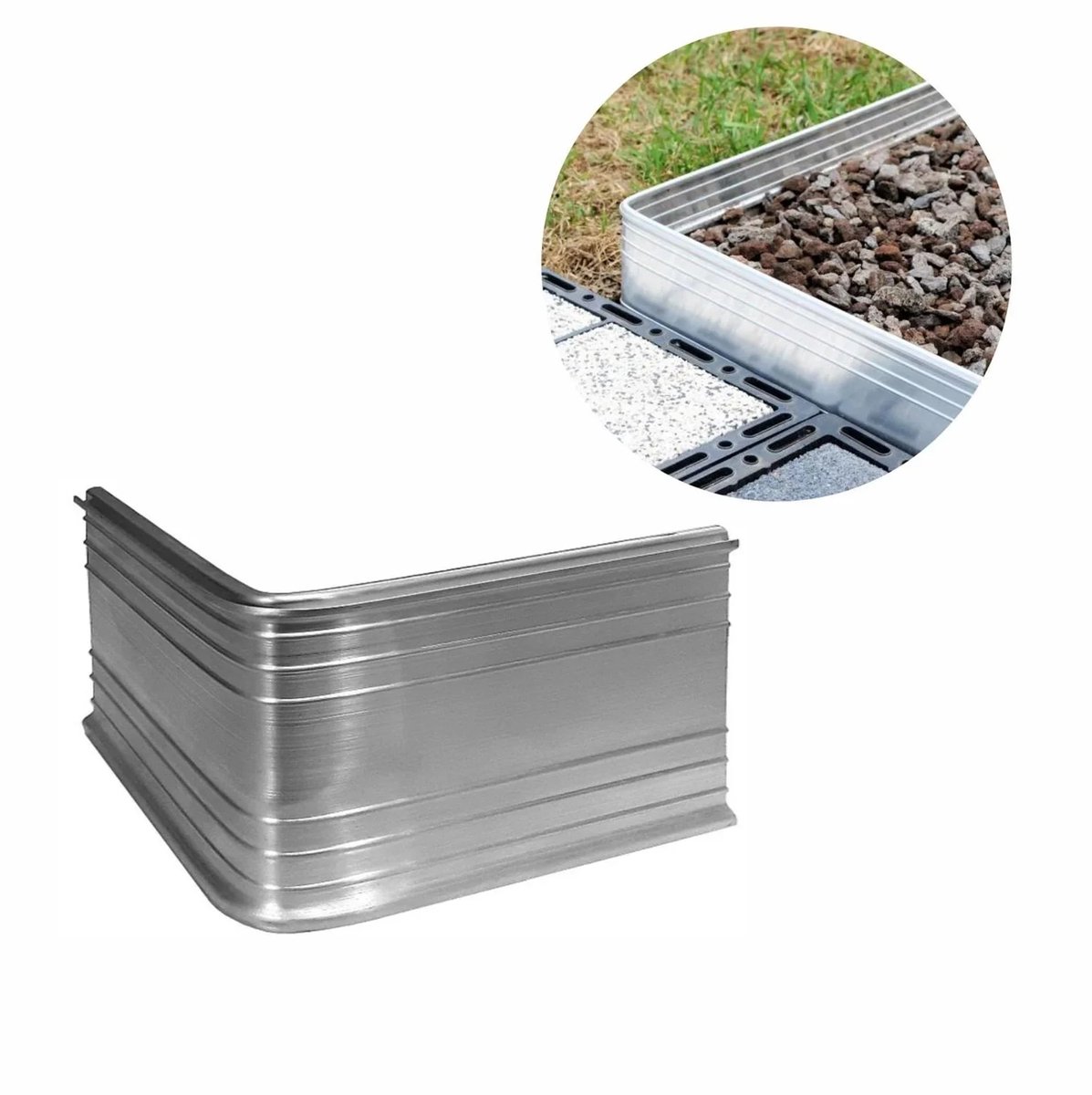 Hoekhoek 90 graden voor Ultra sterke aluminium Borderrand 14cm | Gazonrand | Kantopsluiting