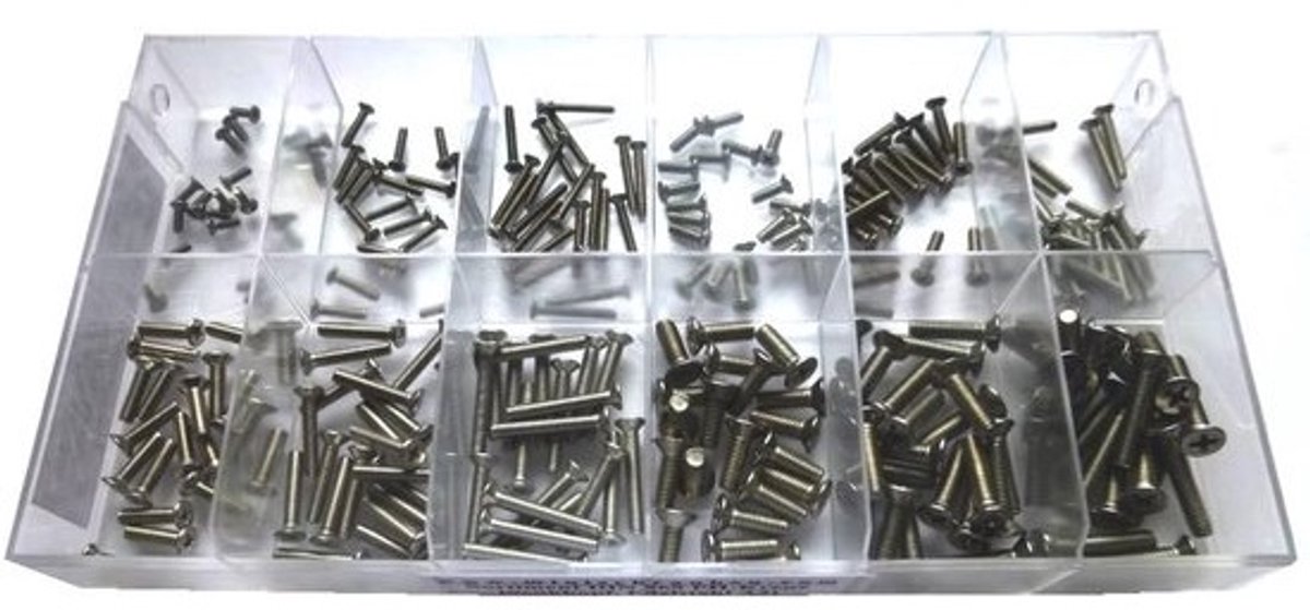 Schroevenassortiment - Kleine schroefjes - Klusbenodigdheden - Roestvrij staal A2 - 240 stuks