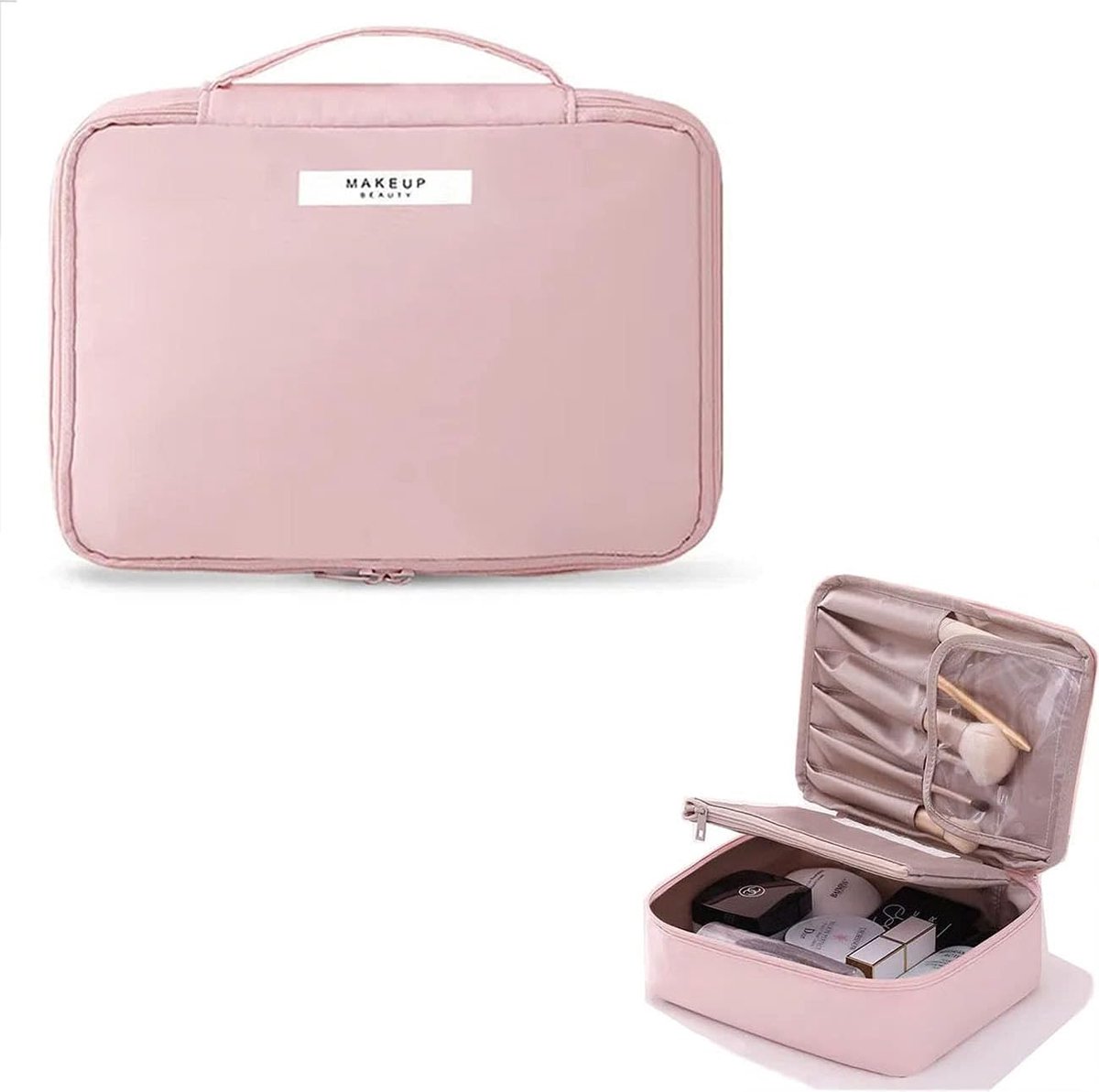SnelShoppen - Toiletry Bag voor Vrouwen - Grote Cosmetica Organizer - Roze - Functioneel & Stijlvol - Ideaal voor Reizen & Dagelijks Gebruik