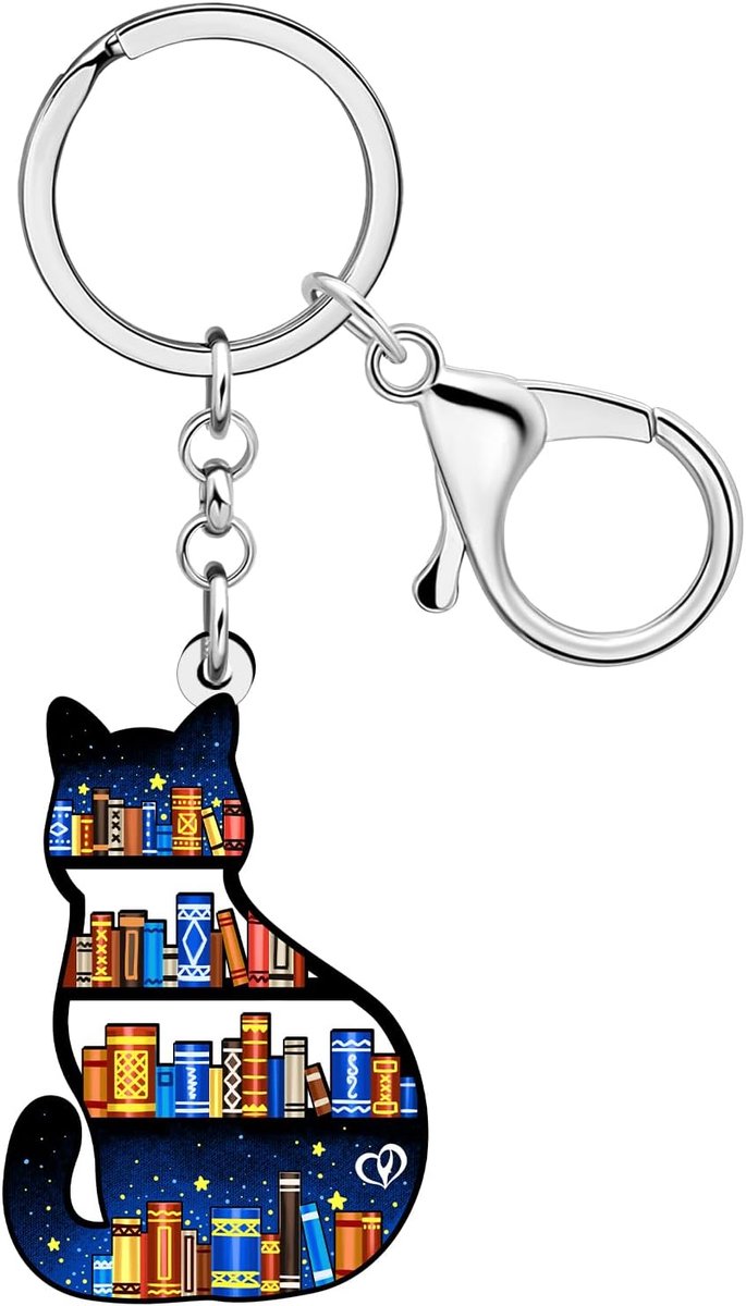 DOWAY Acrylic Animals Shape Bookshelf Keychain, Book Accessories Charms Bookish Gifts for Book Lovers Women Librarian - ShopVlot