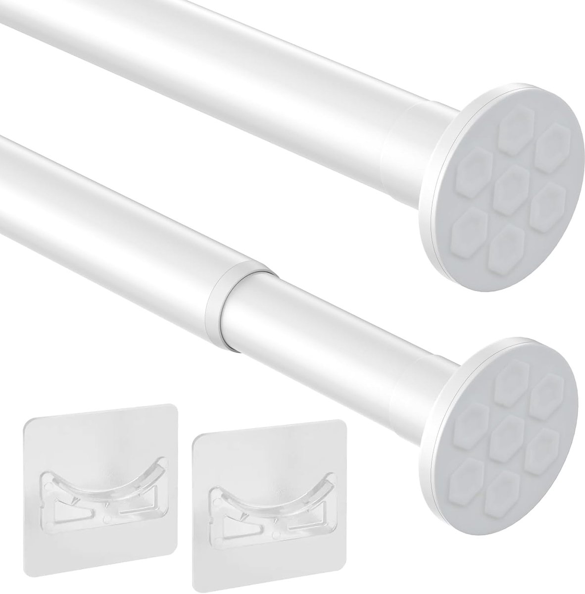 Shower Curtain Rod No Drilling Extendable 20 kg for Windows Bathroom Hanging Thick Clothes for Bedroom Cupboard White - ShopVlot