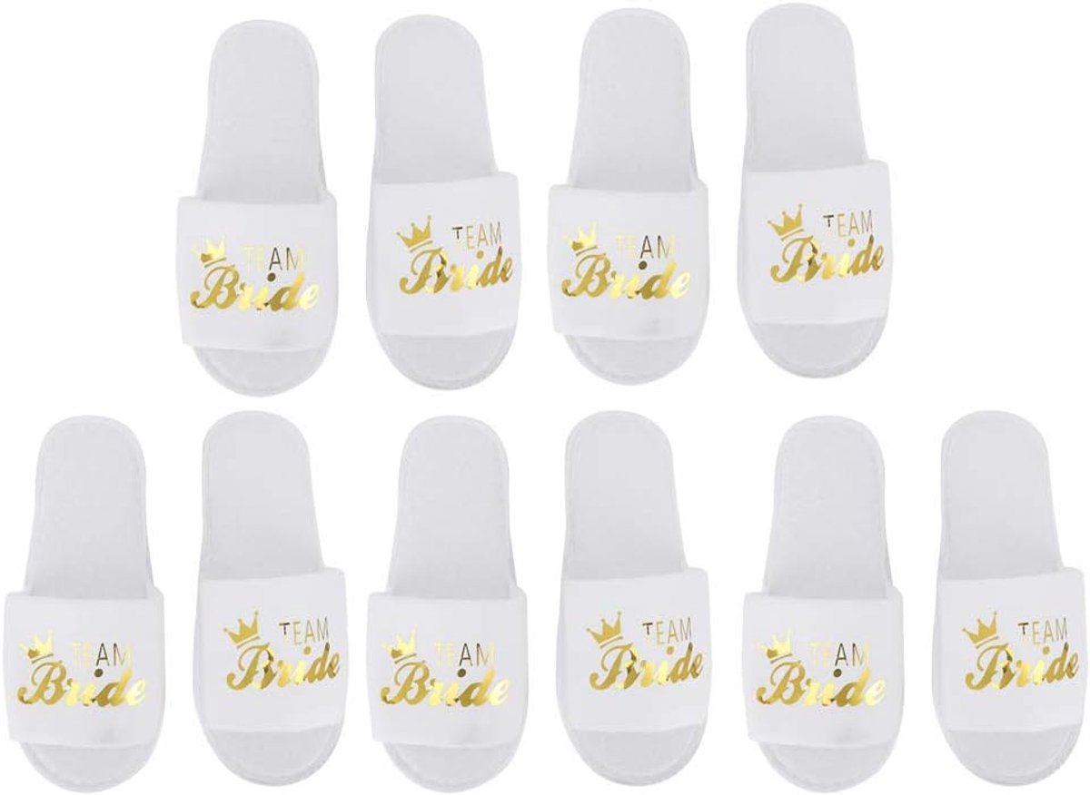 Dailygoods- Bruidsslippers 5 Paar - Wegwerp Slippers - Open Teen - Huwelijk - Bruid/Bridesmaid - 27 x 9.5 cm - Katoen - Trouwslippers