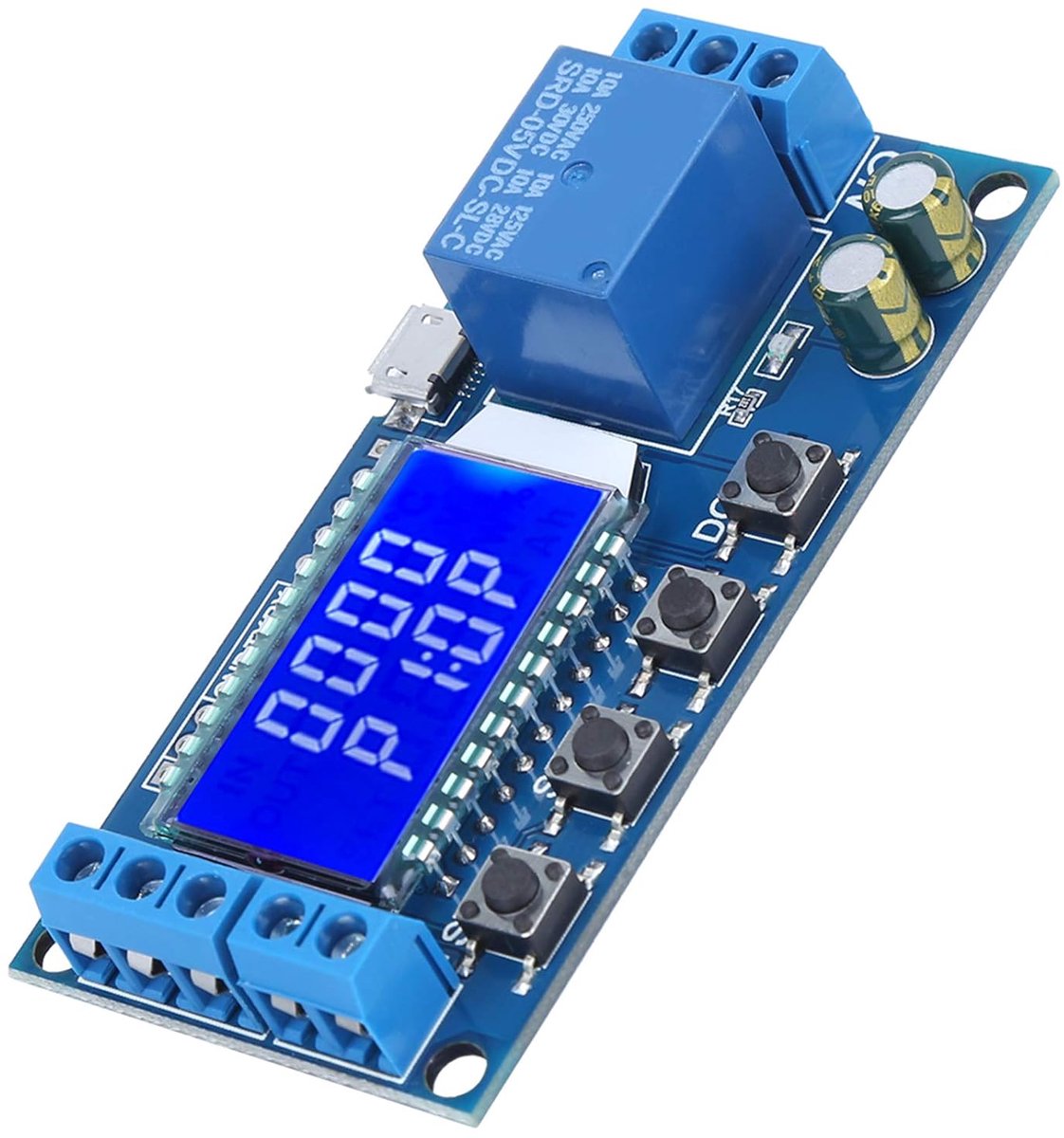 SnelShoppen - Timer Vertragingsrelais XY-LJ02 Cyclus Trigger Elektronische Tijdschakelaar met LCD-scherm voor Huishoudelijke Apparaten, Tuinverlichtin
