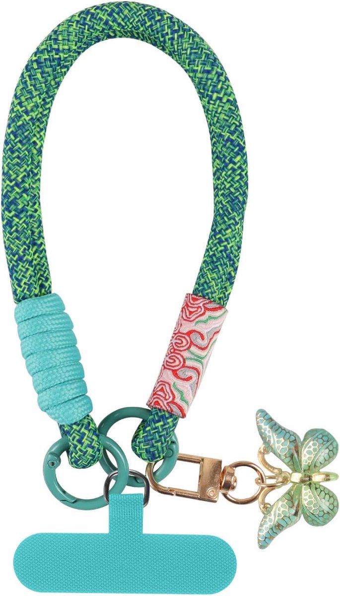 Kort, universeel, om te hangen, compatibel met elke mobiele telefoon en smartphone, telefoonkoord + 1 pad (zonder hoes), Nylon