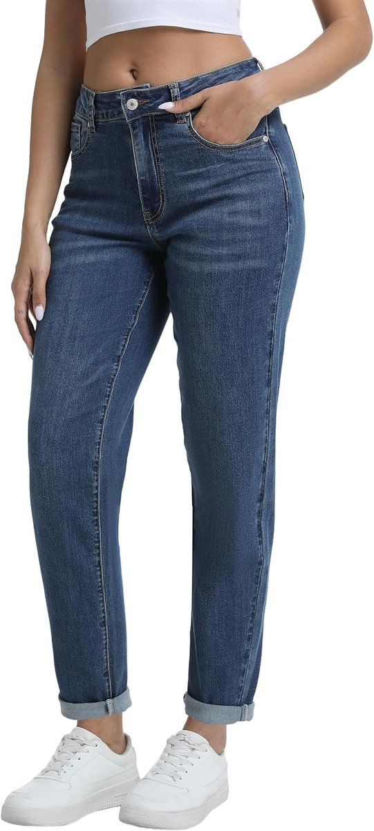 Jeans boyfriend hoog getailleerde jeansbroek